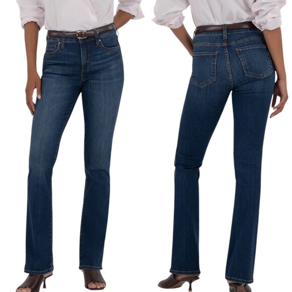 Natalie High Rise Bootcut Jeans AB Front Pocket Whiskering - Monument Wash - 12 - Picture 1 of 9